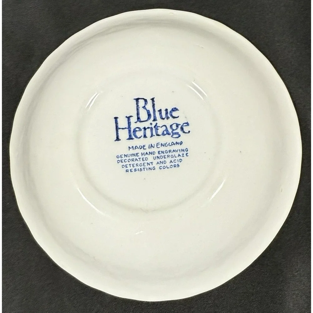 Blue Heritage Blue Onion Saucer & Bowl Set England Blue White Vintage Ironstone